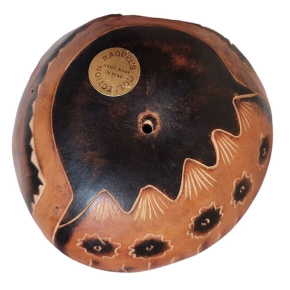 Vintage RAQUEL'S COLLECTION Hand Crafted Art Gourd Made in Peru Handmade - Picture 4 of 4